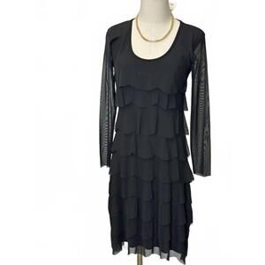 NEW ISLE women's neo midi dress in black mesh